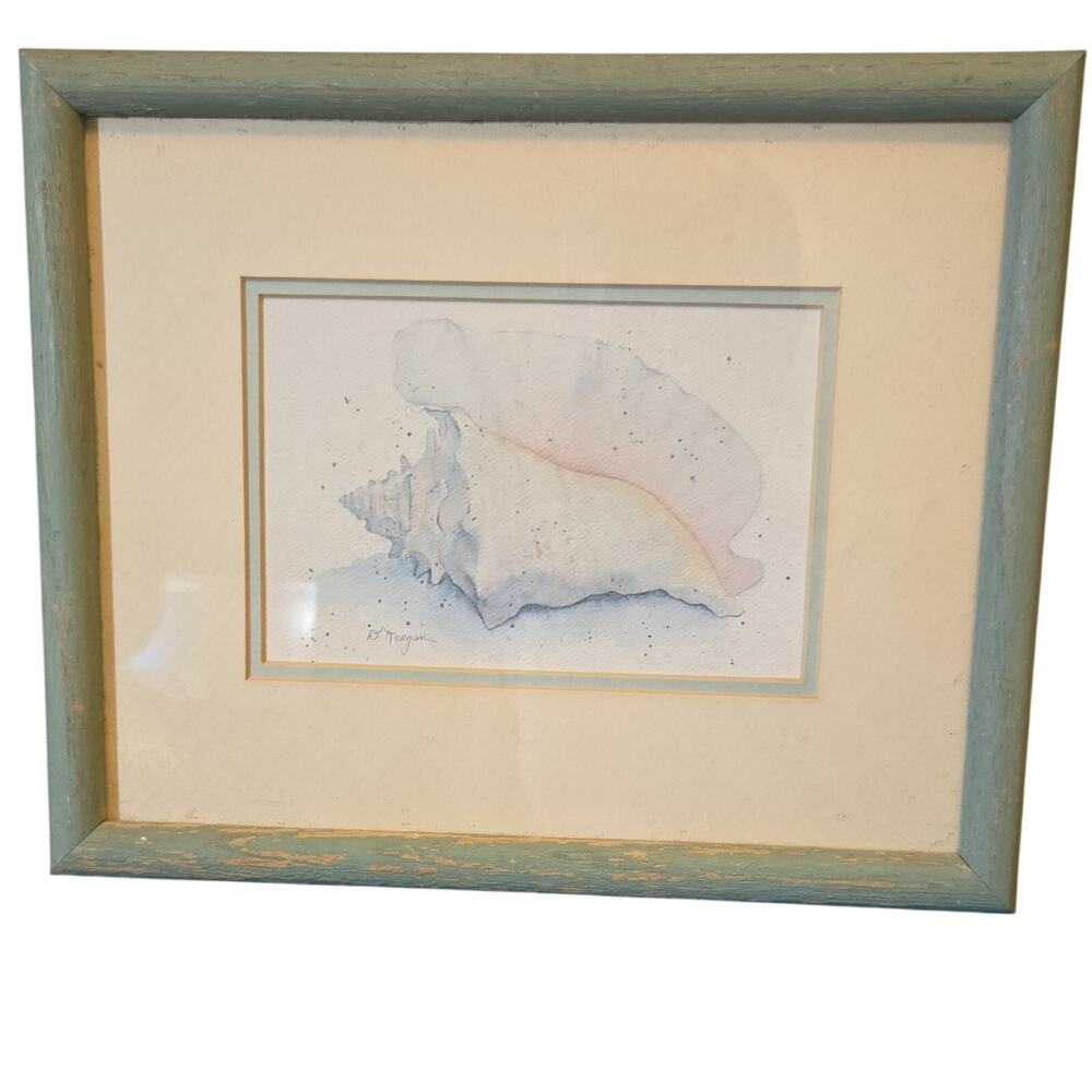 Signed D. Morgan framed prints. Featuring shells. 8x11